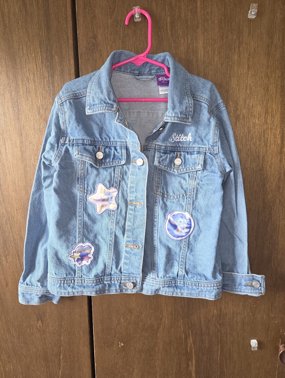 Disney Stitch Embroidered Patches Light Wash Denim Jacket for Kids - 6